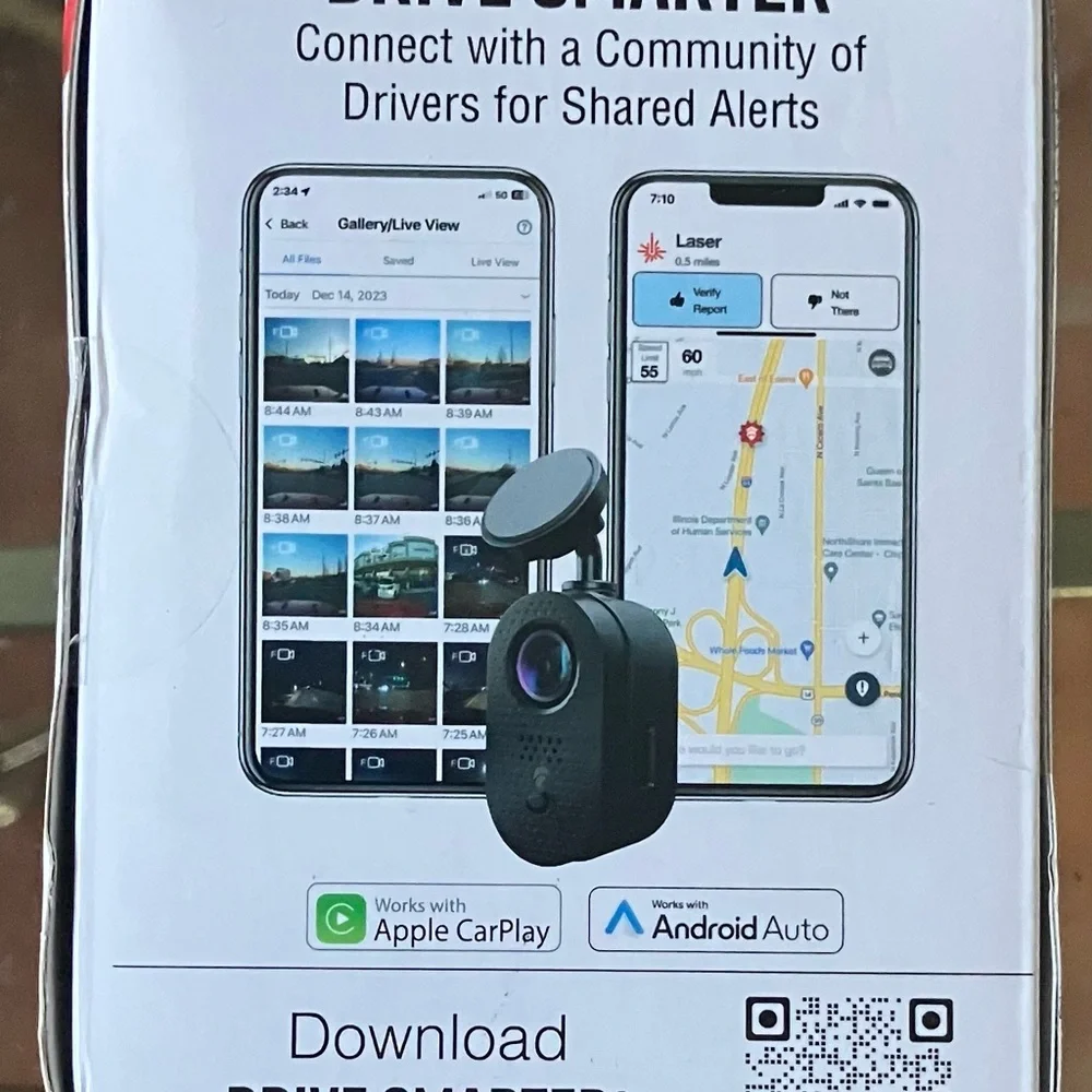 Compact Black Dash Cam with App Connectivity